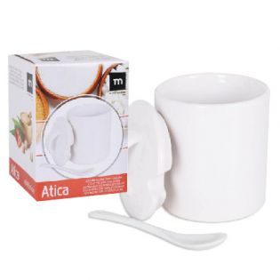 T22-AZUCARERO DE CERAMICA CON TAPA Y CUCHARA
