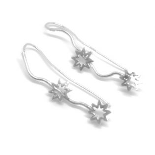 JJ84-PENDIENTES TREPADORES PLATA ESTRELLAS