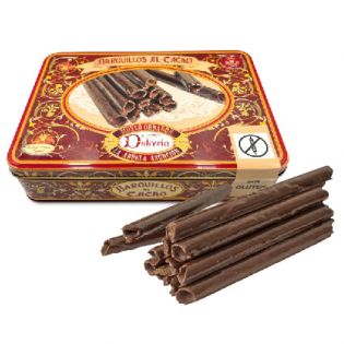 A34-LATA BARQUILLOS AL CACAO SIN GLUTEN 250 GRS