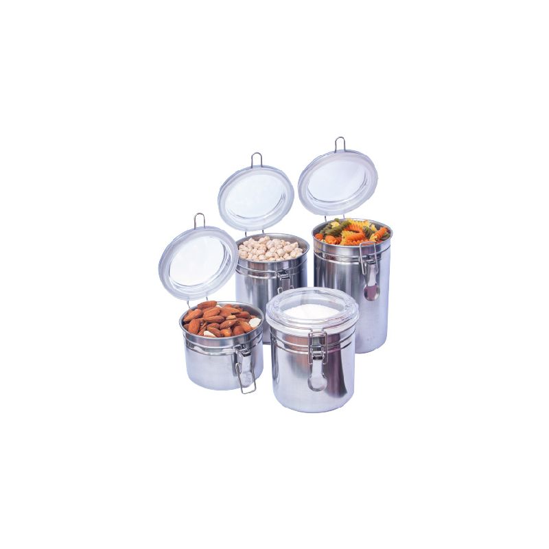 T60-SET 4 BOTES ACERO INOXIDABLE CON TAPA HERMETICA
