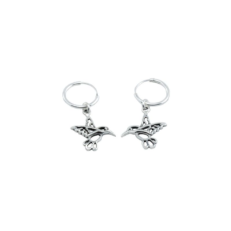 JJ90-PENDIENTES PLATA COLIBRI