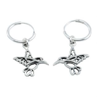 JJ90-PENDIENTES PLATA COLIBRI