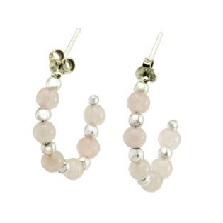 JJ91-PENDIENTES PLATA CUARZO ROSA
