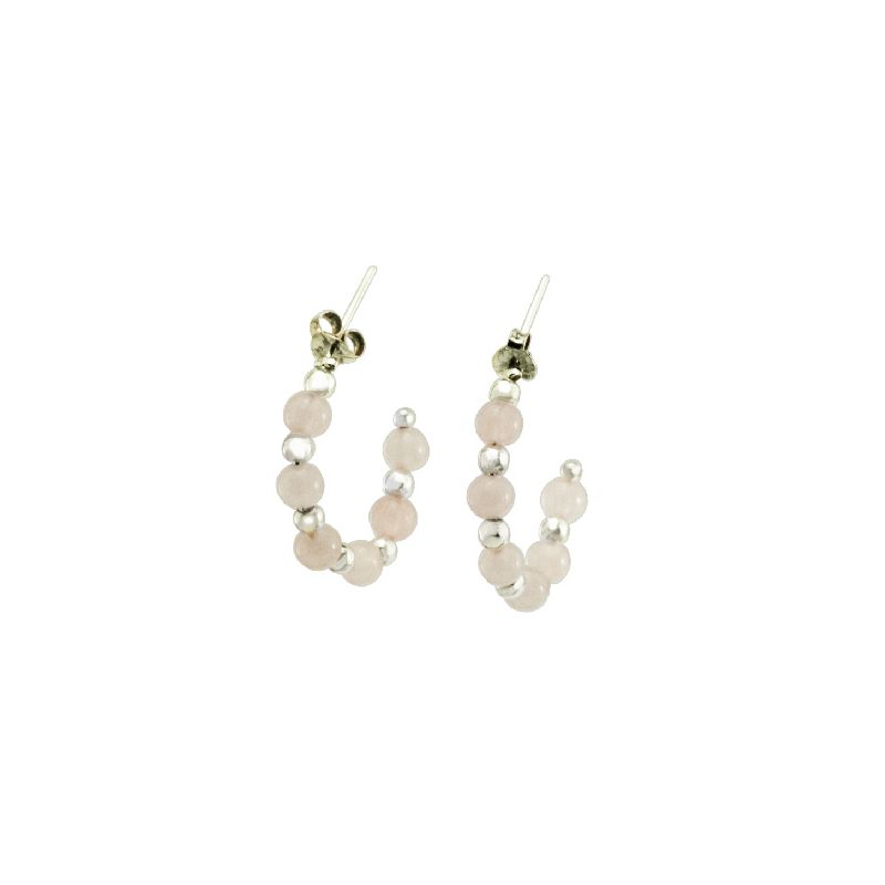 JJ91-PENDIENTES PLATA CUARZO ROSA